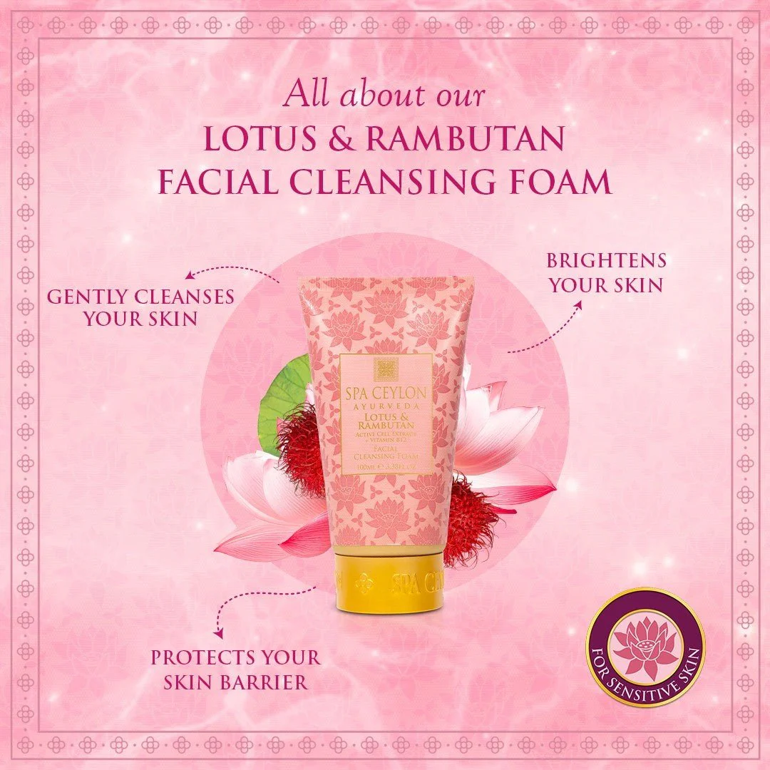 Lotus & Rambutan - Active Cell Extract + Vitamin B12 - Facial Cleansing Foam 100ml - Image 5